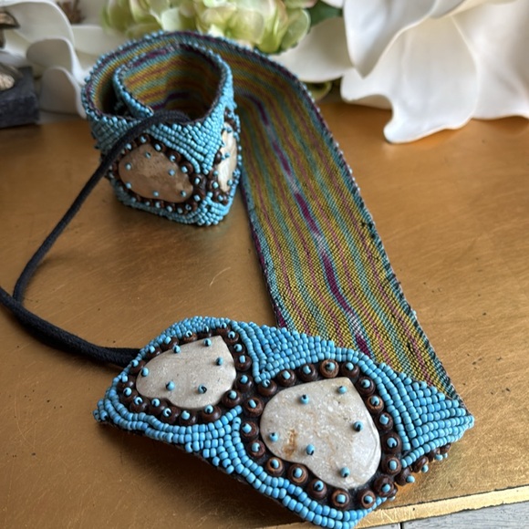 VNWOT! Genuine Stone and Hand Beaded 2.5” Belt main image 6